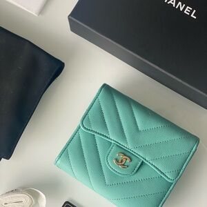 SOLD ❌ Authentic Tiffany Blue Chanel Classic Flap Small Wallet